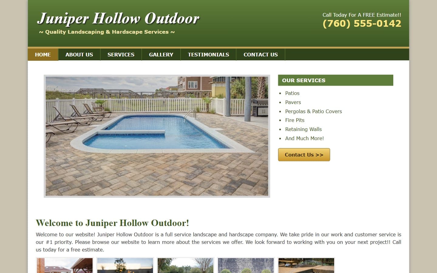 The dated version of the Juniper Hollow Outdoor site, made for comparison