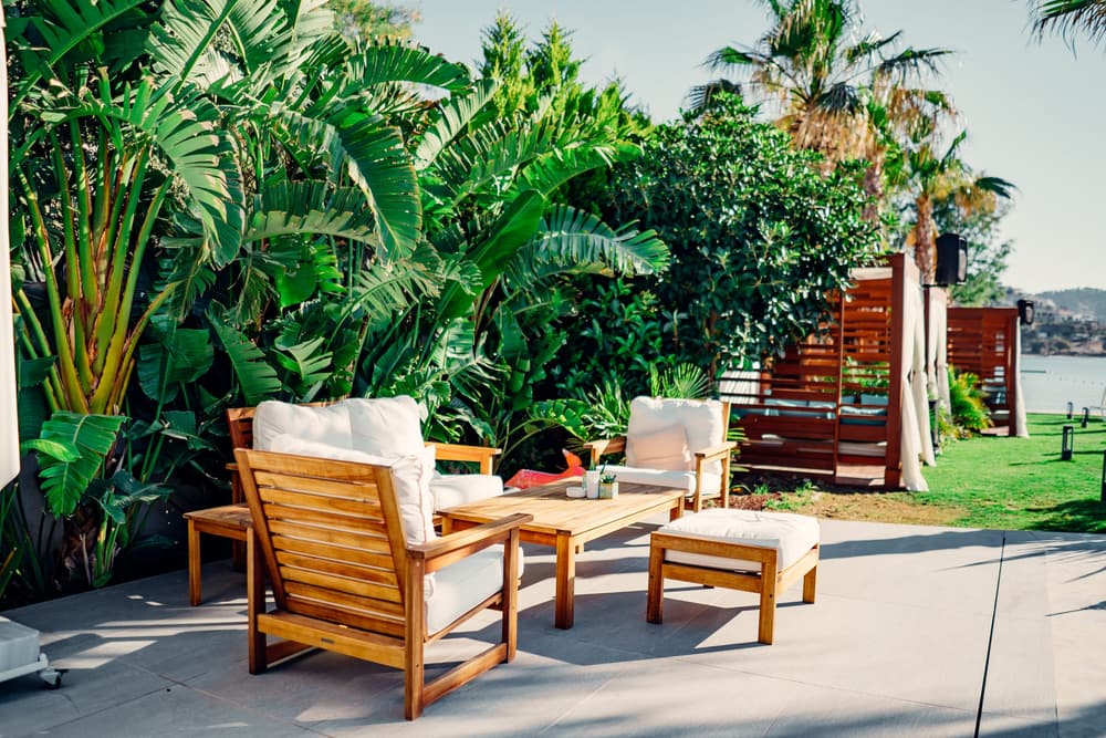 Patio seating and planting
