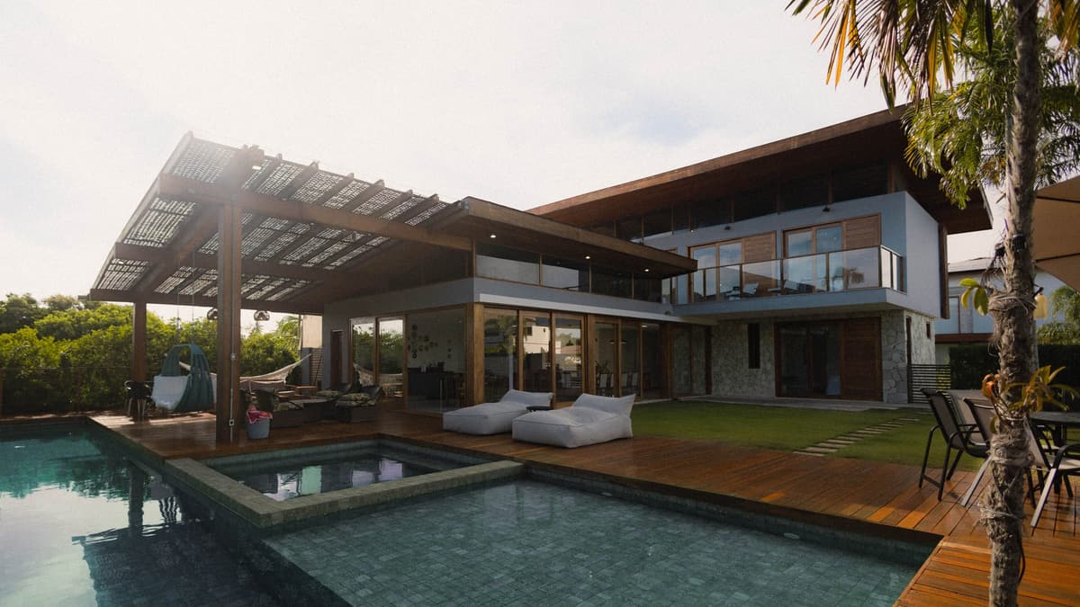 Pergola, deck and pool