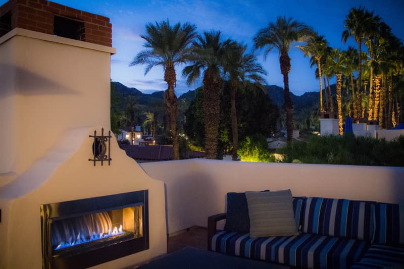 Stucco fireplace and lounge